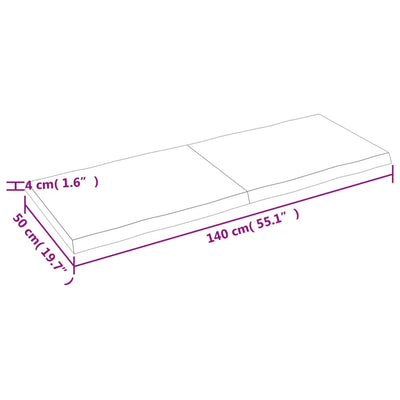 Table Top 140x50x(2-4) cm Untreated Solid Wood Live Edge