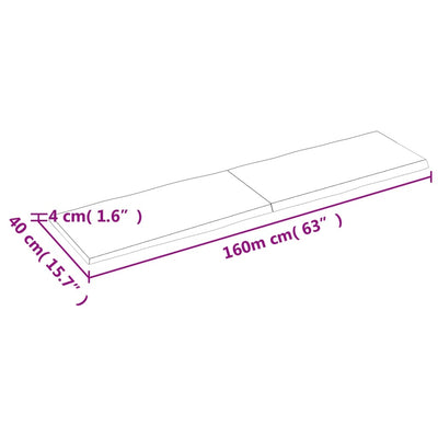 Table Top 160x40x(2-4) cm Untreated Solid Wood Live Edge