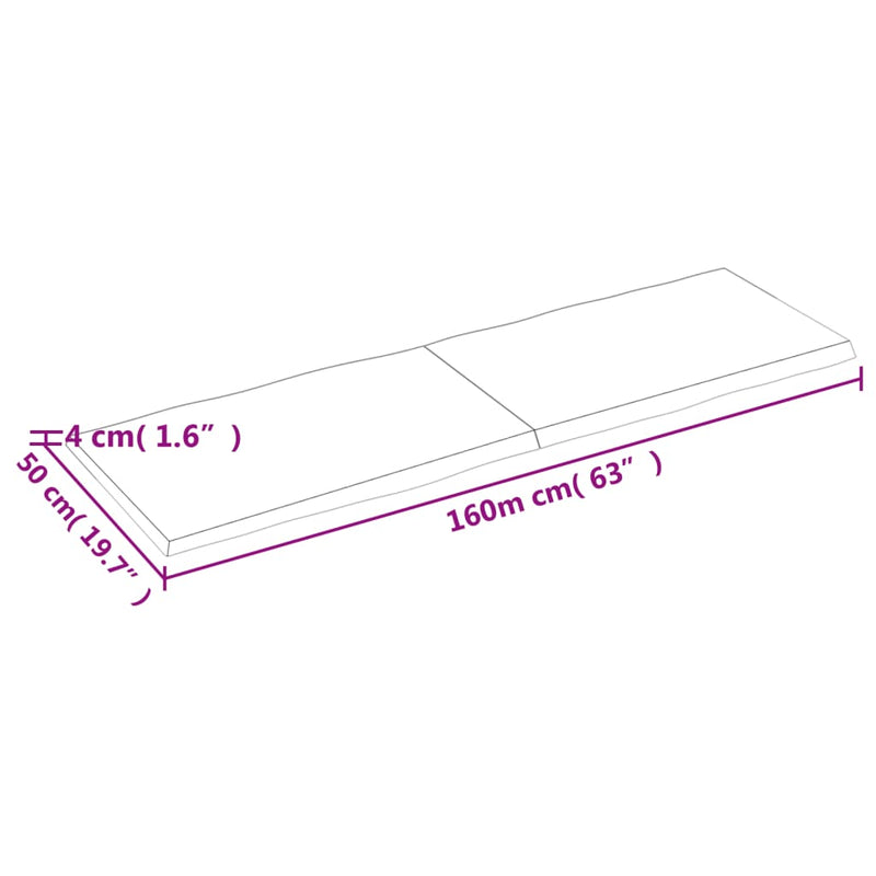 Table Top 160x50x(2-4) cm Untreated Solid Wood Live Edge