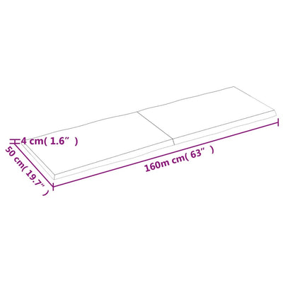 Table Top 160x50x(2-4) cm Untreated Solid Wood Live Edge