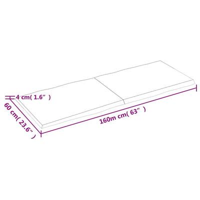 Table Top 160x60x(2-4) cm Untreated Solid Wood Live Edge