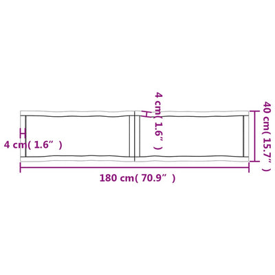 Table Top 180x40x(2-4) cm Untreated Solid Wood Live Edge