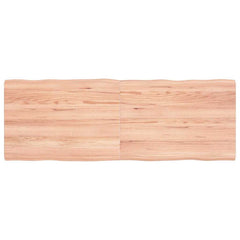 Table Top Solid Wood Oak Live Edge Light Brown Depth 50 cm 140 cm 4 cm