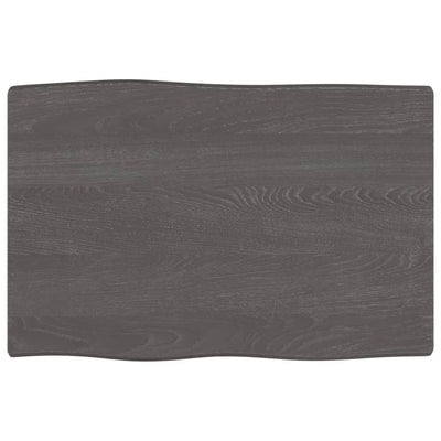 Table Top Dark Brown 60x40x2 cm Treated Solid Wood Oak Live Edge