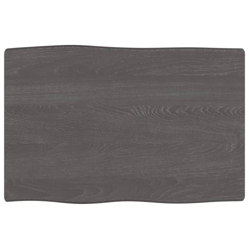 Table Top Dark Brown 60x40x2 cm Treated Solid Wood Oak Live Edge