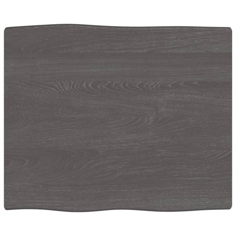 Table Top Dark Brown 60x50x2 cm Treated Solid Wood Oak Live Edge