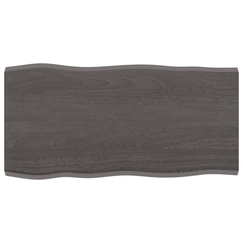 Table Top Dark Brown 80x40x2 cm Treated Solid Wood Oak Live Edge