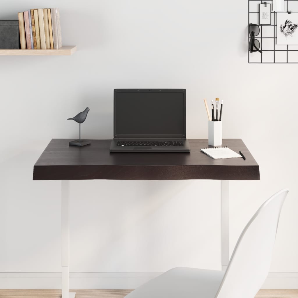vidaXL Table Top Dark Brown 80x50x(2-6) cm Treated Solid Wood Live Edge 3