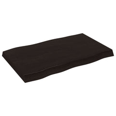 vidaXL Table Top Dark Brown 80x50x(2-6) cm Treated Solid Wood Live Edge 4