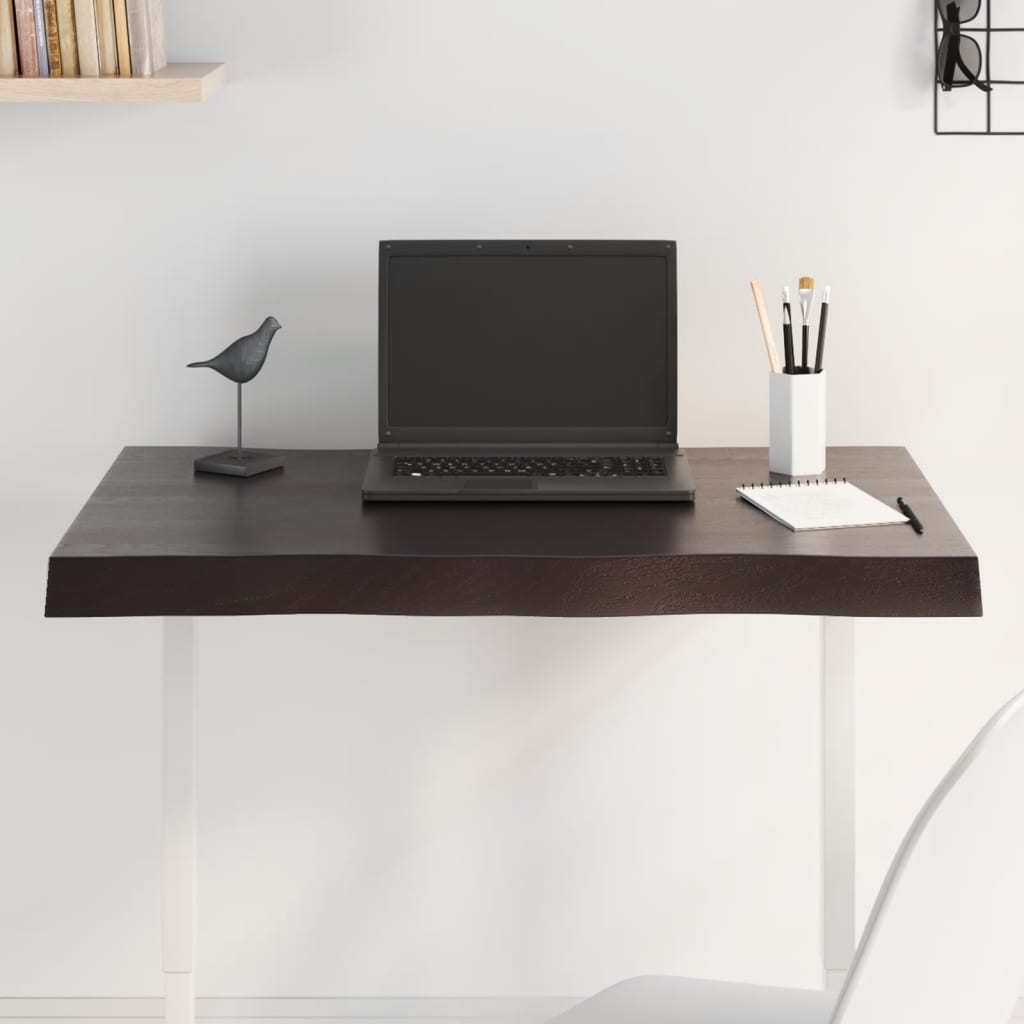 vidaXL Table Top Dark Brown 80x50x(2-6) cm Treated Solid Wood Live Edge 1