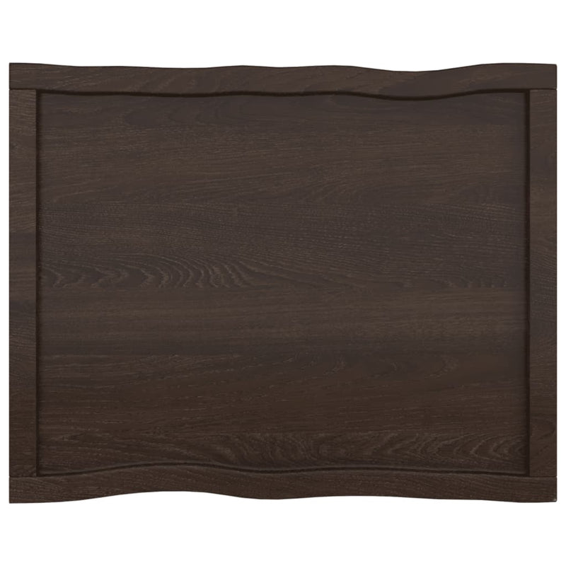 Table Top Dark Brown 80x60x(2-4) cm Treated Solid Wood Live Edge