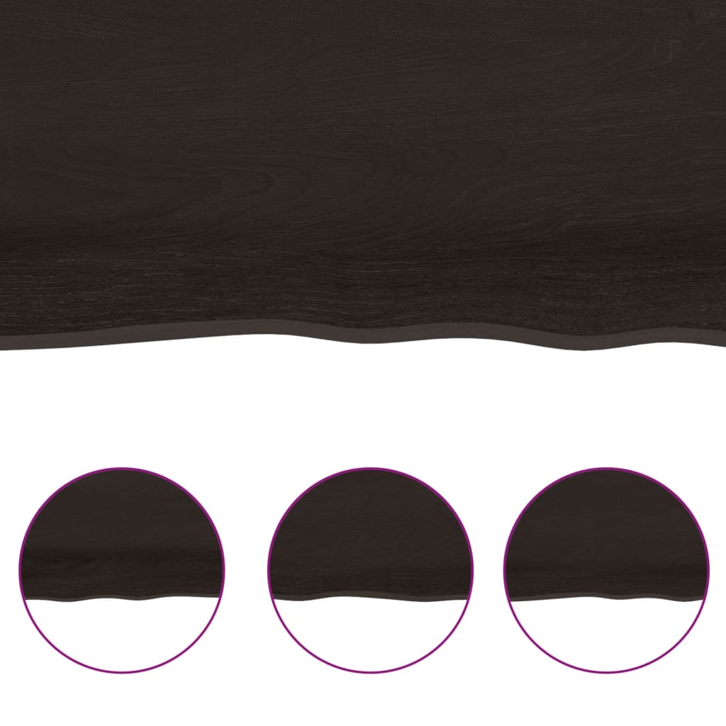 vidaXL Table Top Dark Brown 100x40x(2-6) cm Treated Solid Wood Live Edge 6