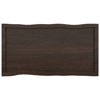 Table Top Dark Brown 100x50x(2-6) cm Treated Solid Wood Live Edge