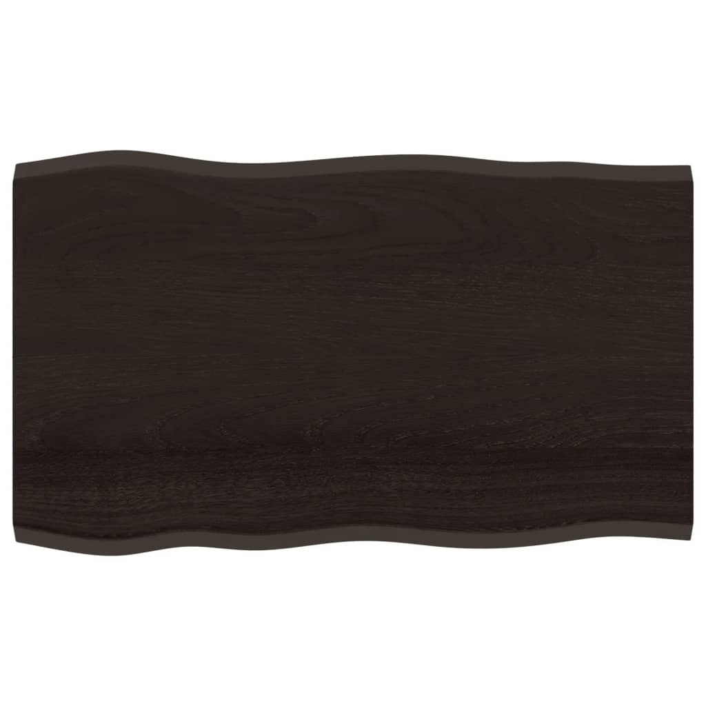 vidaXL Table Top Dark Brown 100x60x2 cm Treated Solid Wood Oak Live Edge 2