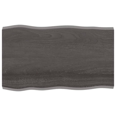 Table Top Dark Brown 100x60x(2-4) cm Treated Solid Wood Live Edge