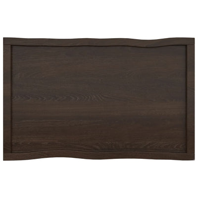 Table Top Dark Brown 100x60x(2-6) cm Treated Solid Wood Live Edge