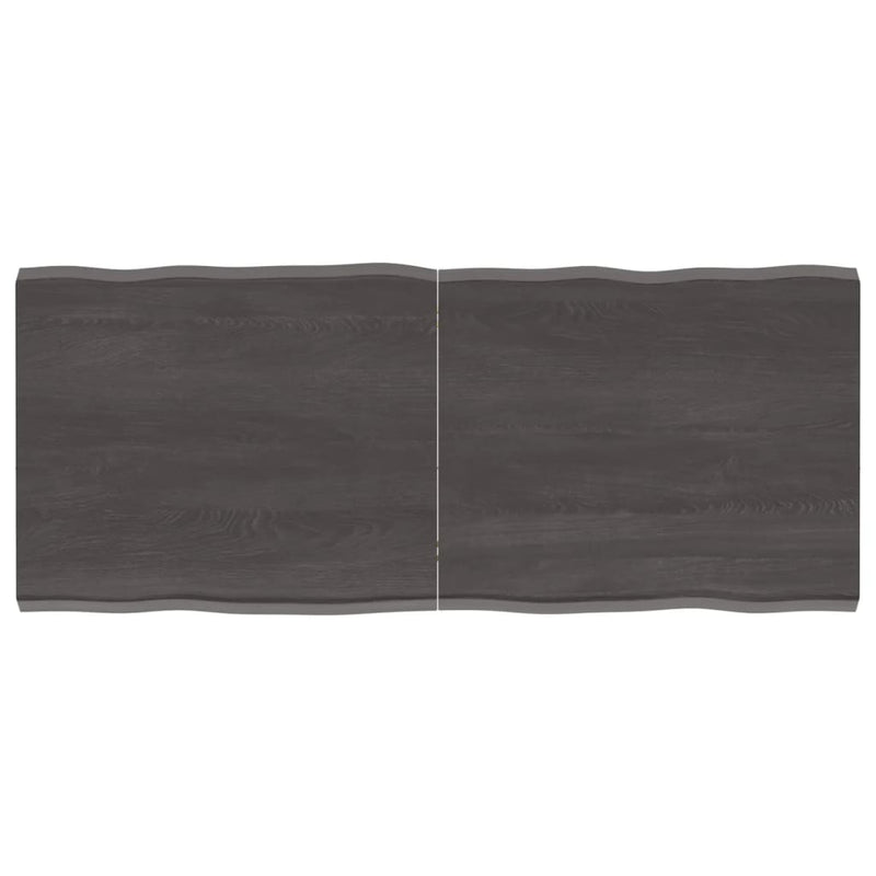 Table Top Dark Brown 120x50x(2-4) cm Treated Solid Wood Live Edge