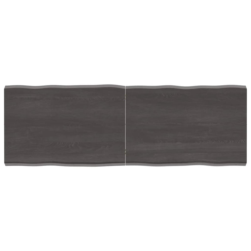 Table Top Dark Brown 140x50x(2-4) cm Treated Solid Wood Live Edge