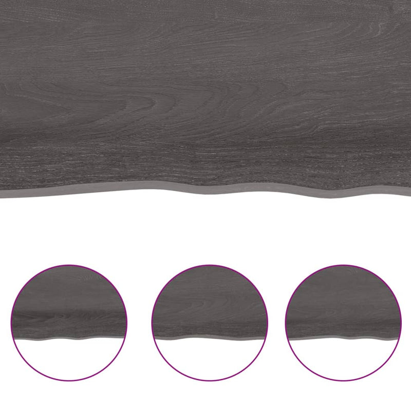 Table Top Dark Brown 140x50x(2-4) cm Treated Solid Wood Live Edge