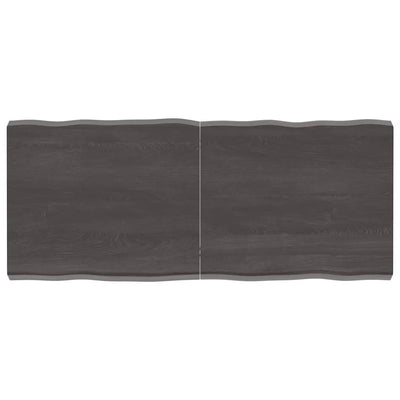 Table Top Dark Brown 140x60x(2-6) cm Treated Solid Wood Live Edge