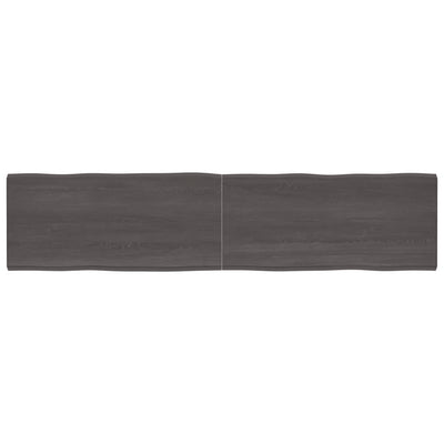 Table Top Dark Brown 220x50x(2-4) cm Treated Solid Wood Live Edge