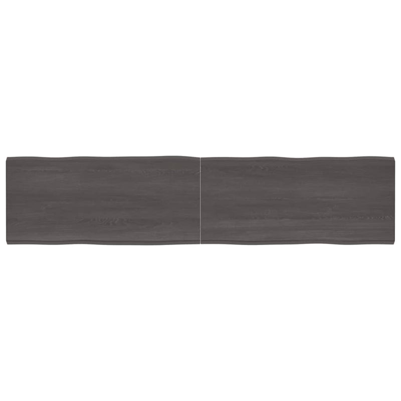 Table Top Dark Brown 220x50x(2-4) cm Treated Solid Wood Live Edge