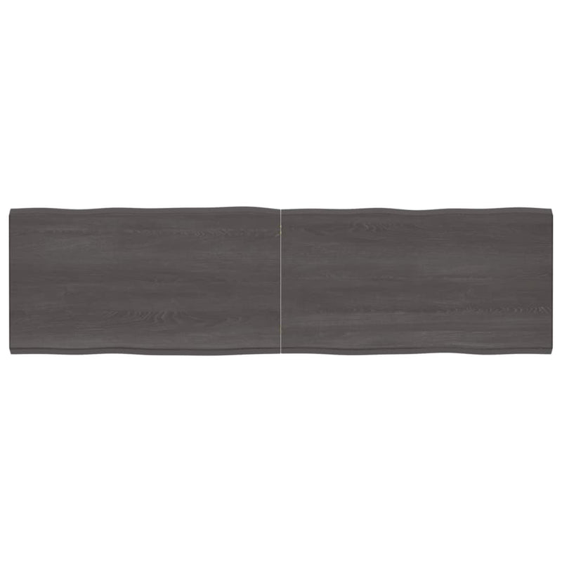 Table Top Dark Brown 220x60x(2-4) cm Treated Solid Wood Live Edge