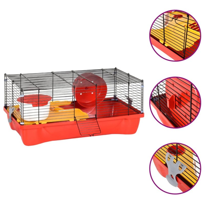 Hamster Cage Red 58x32x36 cm Polypropylene and Metal