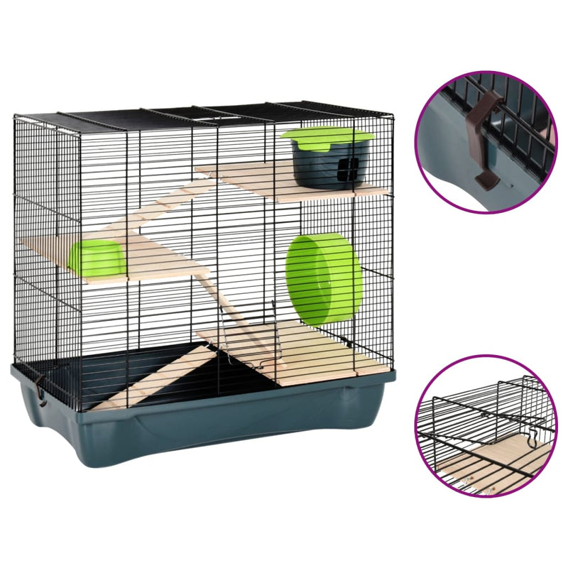 Hamster Cage Grey 58x32x54 cm Polypropylene and Metal