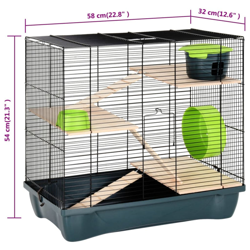 Hamster Cage Grey 58x32x54 cm Polypropylene and Metal