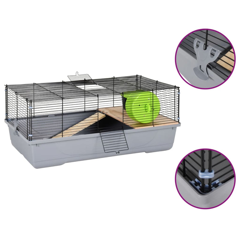 Hamster Cage Grey 80x45x34 cm Polypropylene and Metal