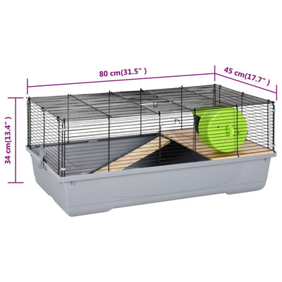 Hamster Cage Grey 80x45x34 cm Polypropylene and Metal