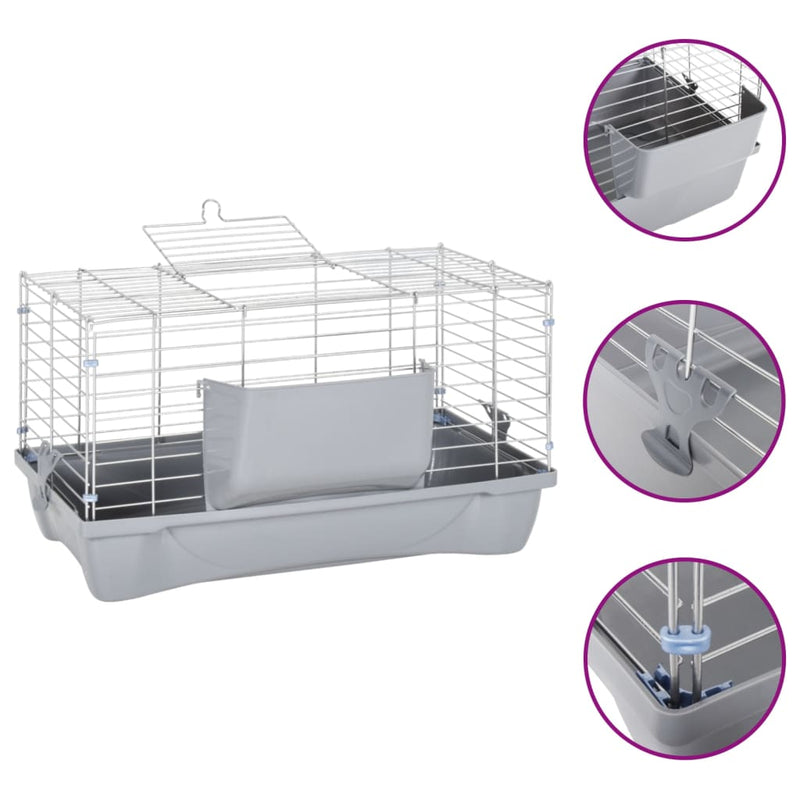 Small Animal Cage Grey 58x32x31 cm Polypropylene and Metal