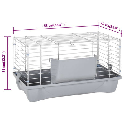 Small Animal Cage Grey 58x32x31 cm Polypropylene and Metal