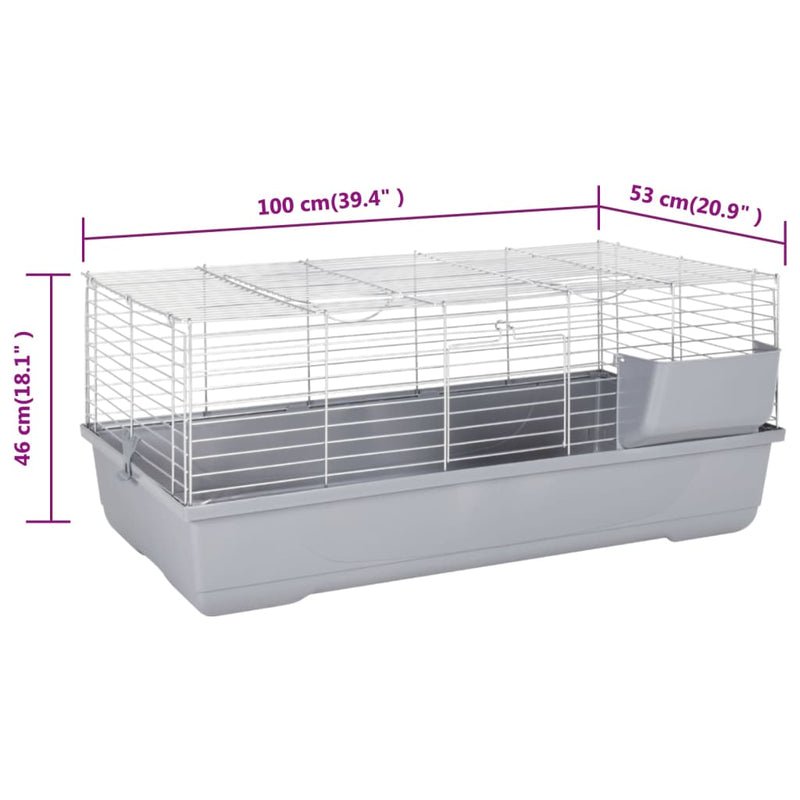 Small Animal Cage Grey 100x53x46 cm Polypropylene and Metal