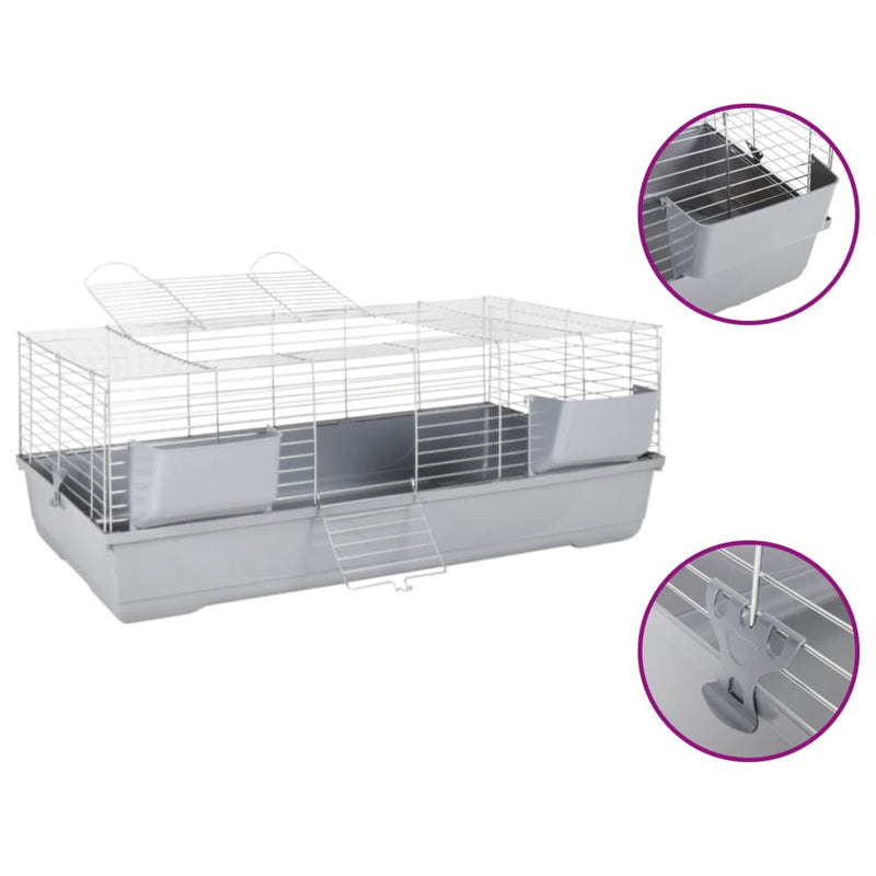 Small Animal Cage Grey 118x59x46 cm Polypropylene and Metal