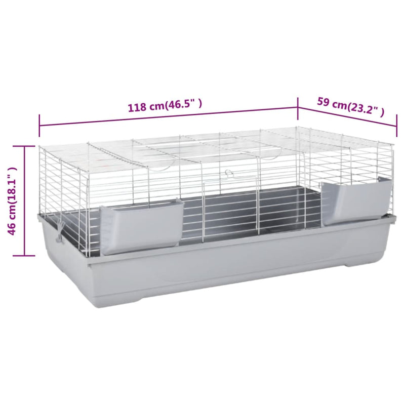 Small Animal Cage Grey 118x59x46 cm Polypropylene and Metal