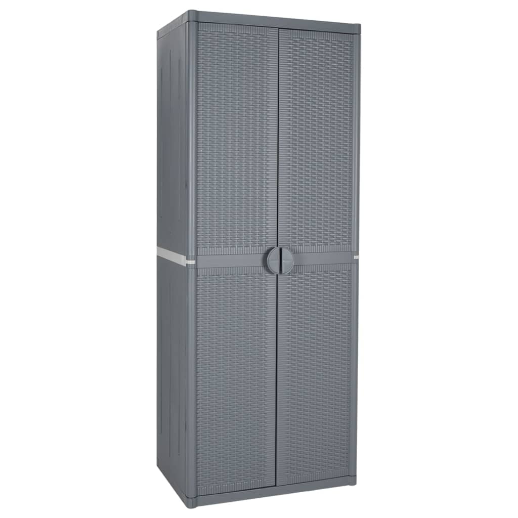 vidaXL Garden Storage Cabinet Grey 65x45x172 cm PP Rattan 1