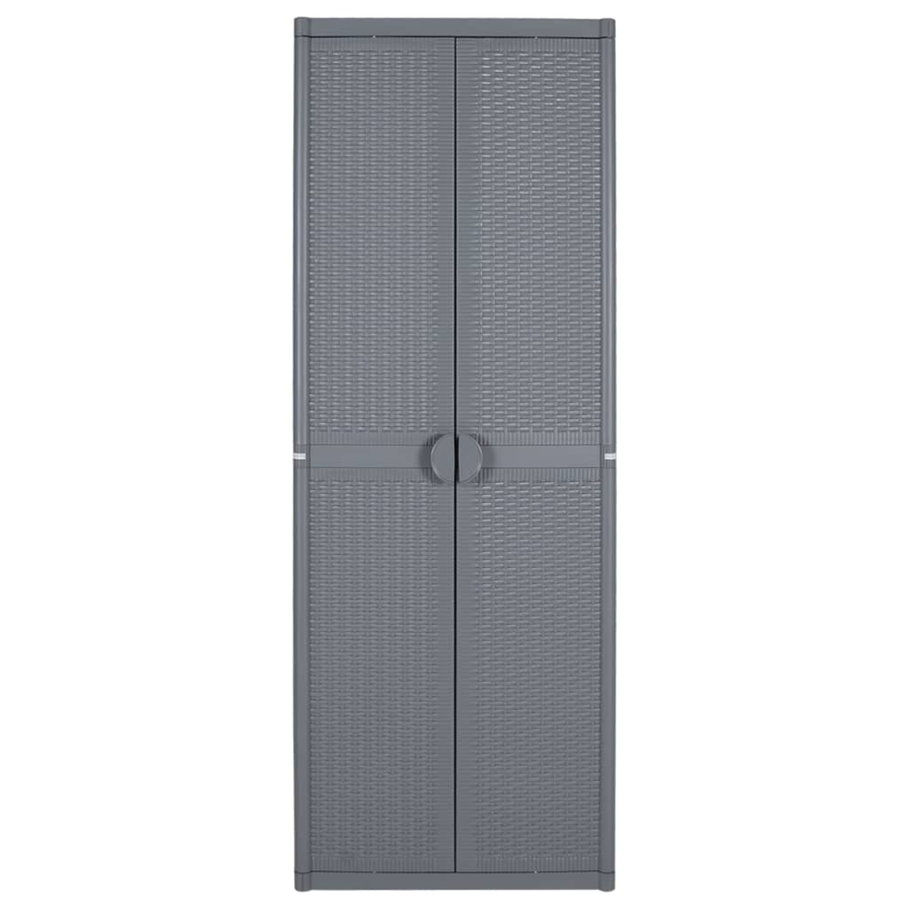 vidaXL Garden Storage Cabinet Grey 65x45x172 cm PP Rattan 2