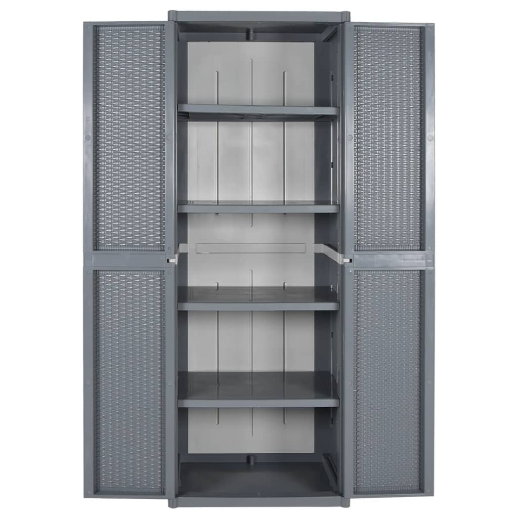 vidaXL Garden Storage Cabinet Grey 65x45x172 cm PP Rattan 4