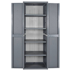 vidaXL Garden Storage Cabinet Grey 65x45x172 cm PP Rattan 4