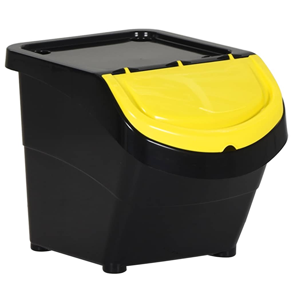 vidaXL Stackable Waste Bins with Lids 3 pcs Black PP 78 L 2