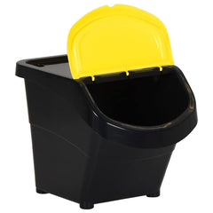 vidaXL Stackable Waste Bins with Lids 3 pcs Black PP 78 L 3