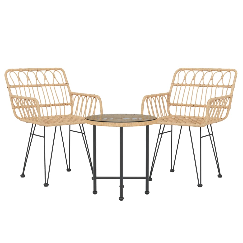 vidaXL 3 Piece Garden Dining Set Poly Rattan 3
