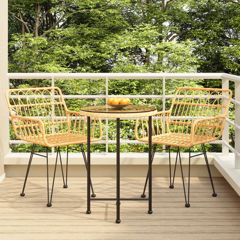 3 Piece Garden Dining Set Poly Rattan