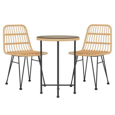 3 Piece Garden Dining Set Poly Rattan