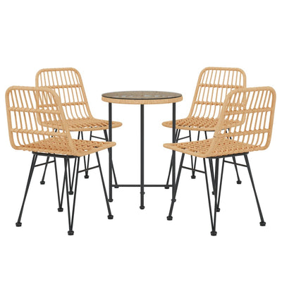 5 Piece Garden Dining Set Poly Rattan