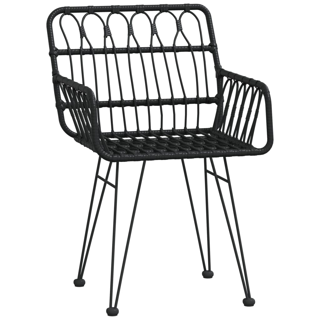 5 Piece Garden Dining Set Poly Rattan Black