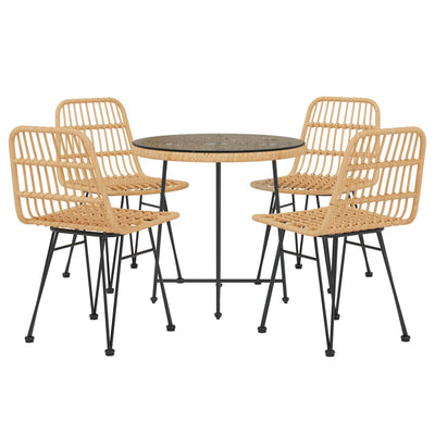 5 Piece Garden Dining Set Poly Rattan