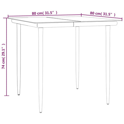 Juego de comedor de jardín de 3 piezas de ratán sintético negro